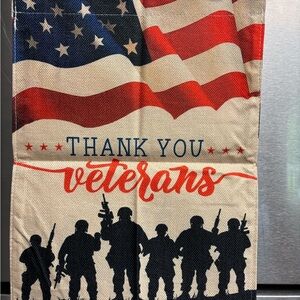 F30-2 Patriotic Thank You Veterans Flag/Wall Decor.  NWOT
